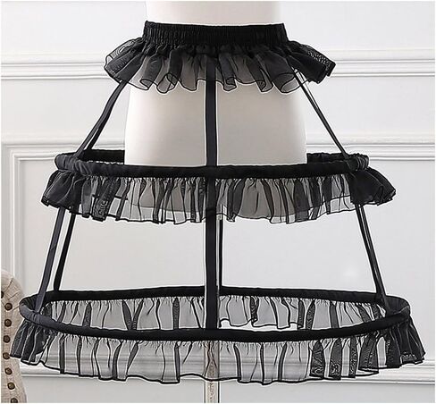 Underskirt Hoop Bustle Skirt Petticoat Crinoline For Lolita Victorian Gothic Dress (Black 3) in Saudi Arabia