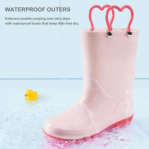 Stelle Toddler Rain Boots Kids Rainboots Boys Girls مقاومة للماء سهلة على المقابض غير المنقولة خفيفة الوزن في الهواء الطلق in Kuwait