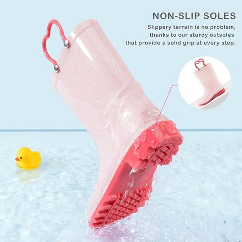 Stelle Toddler Rain Boots Kids Rainboots Boys Girls مقاومة للماء سهلة على المقابض غير المنقولة خفيفة الوزن في الهواء الطلق in Kuwait