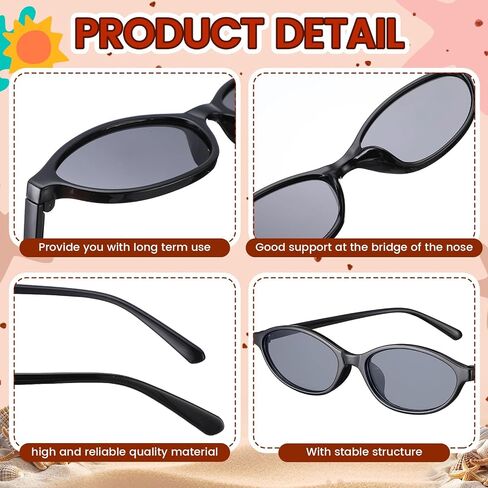 Ecally 12 أزواج Retro Oval Cat Eye Sunglasses for Women Y2K Designer العصرية التسعين in Saudi Arabia