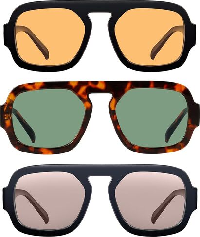 KesaPlan Trendy Square Aviator Sunglasses for Women, Vintage Flat Top Designer Shades Stylish Frame Sun Glasses in Saudi Arabia