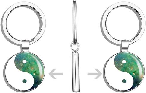Yin Yang Round Round Steel Metal Key Chain Ring Ring Double Side Deisgn in Kuwait