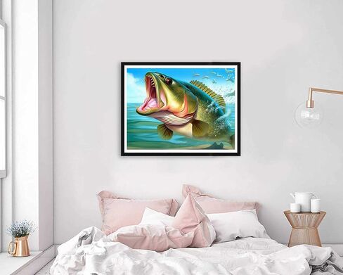 VAIIEYO 5D DIY Diamond Art Kits for Adults Fish, Diamond Painting Animal, Paint by Numbers Full Drill Round Rhinestone Craft Canvas for Home Wall Decor Gift 12x16 inch-1 in Kuwait