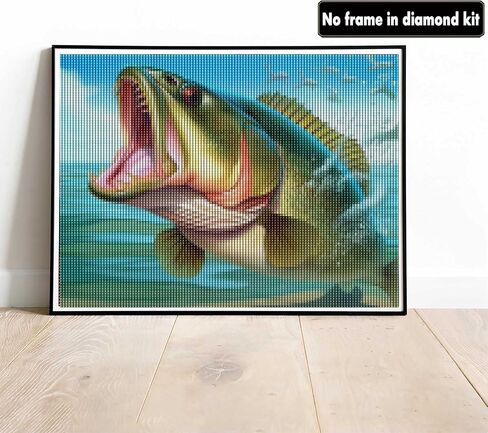 VAIIEYO 5D DIY Diamond Art Kits for Adults Fish, Diamond Painting Animal, Paint by Numbers Full Drill Round Rhinestone Craft Canvas for Home Wall Decor Gift 12x16 inch-1 in Kuwait