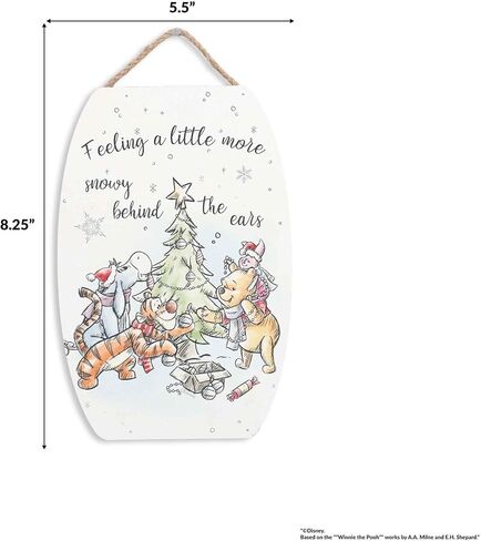 Disney Winnie the Pooh Snowy Behind the Ears Hanging Wood Wall Decor - Cute Winnie the Pooh Christmas Decoration for Home in Saudi Arabia