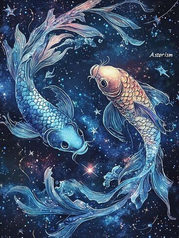 VAIIEYO 5D DIY Diamond Art Kits for Adults Fish, Diamond Painting Animal, Paint by Numbers Full Drill Round Rhinestone Craft Canvas for Home Wall Decor Gift 12x16 inch-1 in Kuwait