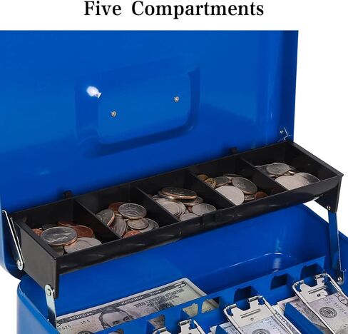 مربع أموال الكابولي الكبير Decaller ، مربع نقدي مع قفل مفتاح - 5 مقصورات و 4 مقاطع محمّلة لفواتير ، 11/5 "× 9 2/5" × 3 1/2 "وردي in Kuwait