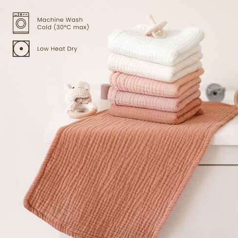 Konssy 10-Pack Muslin Baby Burp Cloths Sets for Baby Girls and Boys, 100% Cotton Soft & Absorbent Burp Rags for Newborn & Infant in Saudi Arabia