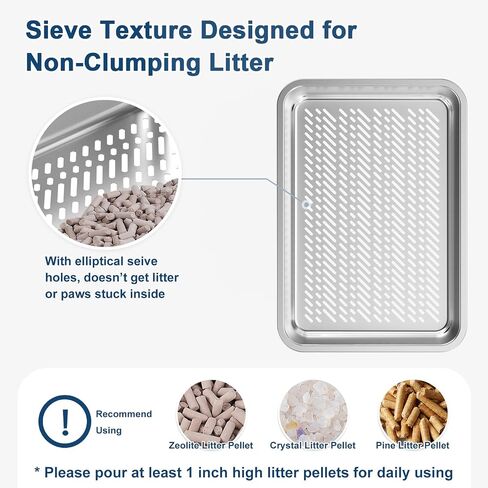 23.5''x15.7''x6'' Enclosed Stainless Steel Litter Box with Lid, XL Sifting Litter Box for Pine Pellets, High Sides Metal Litter Box System for for Big Cats, Anti-Leakage, Easy Cleaning, Less Tracking in Kuwait