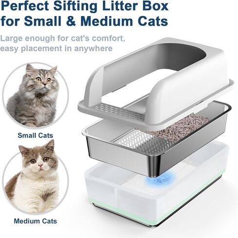 23.5''x15.7''x6'' Enclosed Stainless Steel Litter Box with Lid, XL Sifting Litter Box for Pine Pellets, High Sides Metal Litter Box System for for Big Cats, Anti-Leakage, Easy Cleaning, Less Tracking in Kuwait