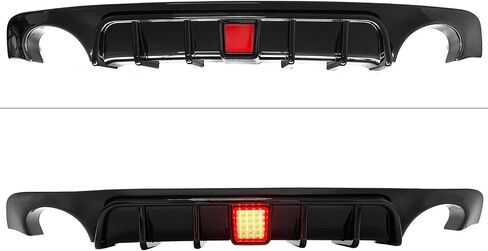 FREEMOTOR802 Rear Diffuser with LED Brake Light, Fits 2018-2024 Infiniti Q50, Gloss Black PP Rear Bumper Molding Lower Lip Splitter Spoiler Valance Panel Add-on Exterior Styling Trim Kit in Saudi Arabia