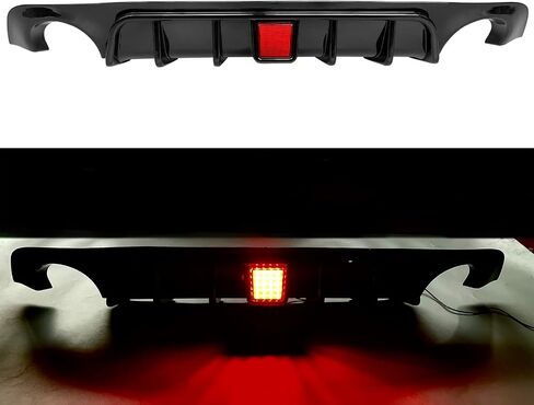 FREEMOTOR802 Rear Diffuser with LED Brake Light, Fits 2018-2024 Infiniti Q50, Gloss Black PP Rear Bumper Molding Lower Lip Splitter Spoiler Valance Panel Add-on Exterior Styling Trim Kit in Saudi Arabia