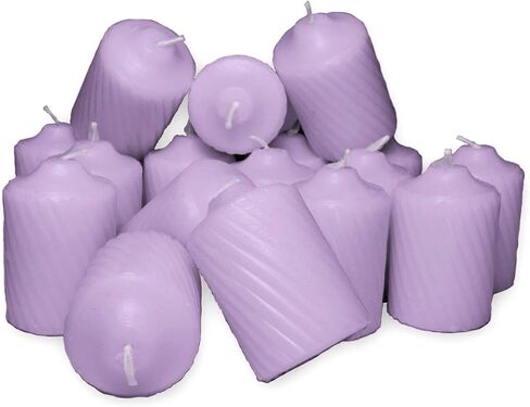 Lavender Scented Votive Candles - 15 Hour Long Burn Time - Textured Finish - Box of 20 in Saudi Arabia