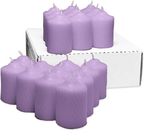 Lavender Scented Votive Candles - 15 Hour Long Burn Time - Textured Finish - Box of 20 in Saudi Arabia
