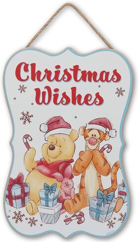 Disney Winnie the Pooh Snowy Behind the Ears Hanging Wood Wall Decor - Cute Winnie the Pooh Christmas Decoration for Home in Saudi Arabia