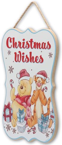 Disney Winnie the Pooh Snowy Behind the Ears Hanging Wood Wall Decor - Cute Winnie the Pooh Christmas Decoration for Home in Saudi Arabia