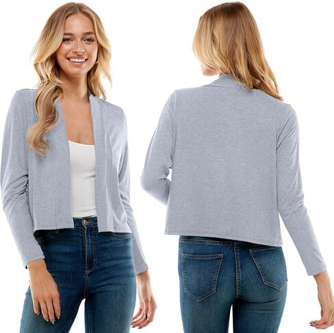 Azules Cropped Cardigan for Women - Open Front Drape, Lightweight Cardigan Jacket Sweater - Long Sleeves Women's Cardigans in Saudi Arabia