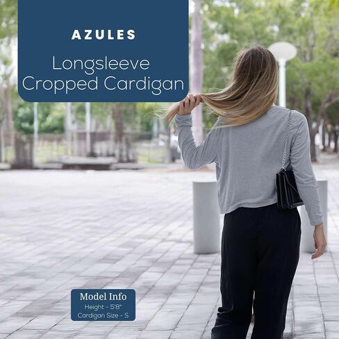 Azules Cropped Cardigan for Women - Open Front Drape, Lightweight Cardigan Jacket Sweater - Long Sleeves Women's Cardigans in Saudi Arabia