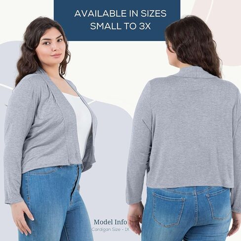 Azules Cropped Cardigan for Women - Open Front Drape, Lightweight Cardigan Jacket Sweater - Long Sleeves Women's Cardigans in Saudi Arabia