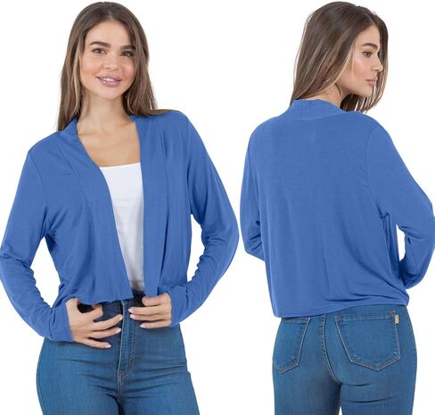 Azules Cropped Cardigan for Women - Open Front Drape, Lightweight Cardigan Jacket Sweater - Long Sleeves Women's Cardigans in Saudi Arabia
