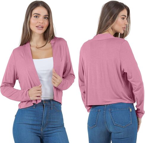 Azules Cropped Cardigan for Women - Open Front Drape, Lightweight Cardigan Jacket Sweater - Long Sleeves Women's Cardigans in Saudi Arabia