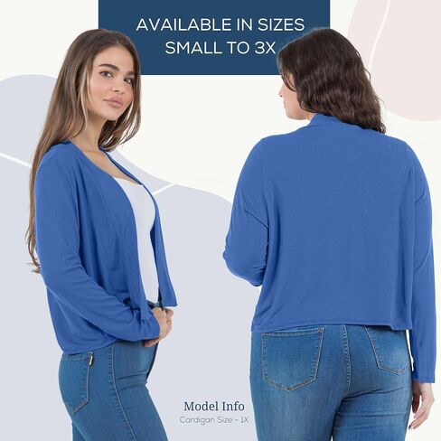 Azules Cropped Cardigan for Women - Open Front Drape, Lightweight Cardigan Jacket Sweater - Long Sleeves Women's Cardigans in Saudi Arabia