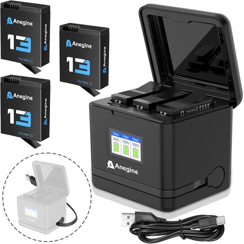 Hero 13 Battery 2300mAh for Hero 13 Enduro Battery with LED 2-Slot Storage USB Charger (2-Pack) in Saudi Arabia