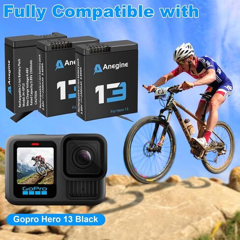 Hero 13 Battery 2300mAh for Hero 13 Enduro Battery with LED 2-Slot Storage USB Charger (2-Pack) in Saudi Arabia