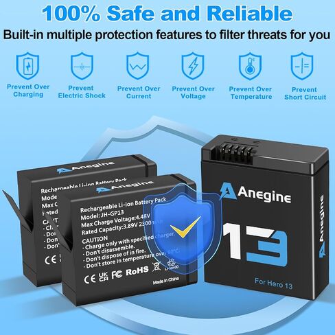Hero 13 Battery 2300mAh for Hero 13 Enduro Battery with LED 2-Slot Storage USB Charger (2-Pack) in Saudi Arabia