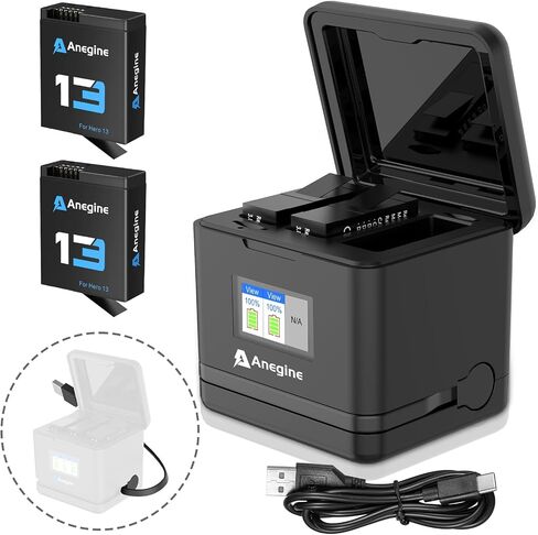 Hero 13 Battery 2300mAh for Hero 13 Enduro Battery with LED 2-Slot Storage USB Charger (2-Pack) in Saudi Arabia