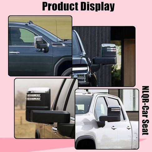 NLQR Silver Tow Mirror Cap Covers Trim Set Compatible with Chevrolet Silverado 2500HD 3500HD Compatible with GMC Sierra 2500HD 3500HD 2020-2023 Chrome Top+Side Clip-On Replace #84468905 84468911 in Saudi Arabia