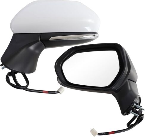 Marretoo for Toyota Camry Side View Mirror Assembly Driver 2018 2019 2020 2021 2022 2023 2024 | White Power | ساخنة | انعطف إشارة | يحل محل TO1320367 | (Power+Lamp+Heat ، جانب السائق (LH)) in Kuwait