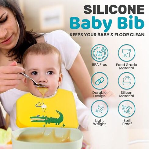 Cute Sweet Rabbit Prints - Silicone Baby Bibs in Saudi Arabia