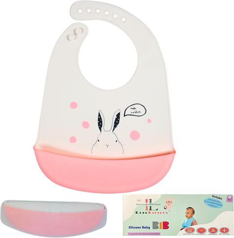 Cute Sweet Rabbit Prints - Silicone Baby Bibs in Saudi Arabia