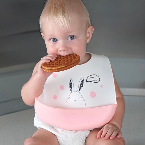 Cute Sweet Rabbit Prints - Silicone Baby Bibs in Saudi Arabia