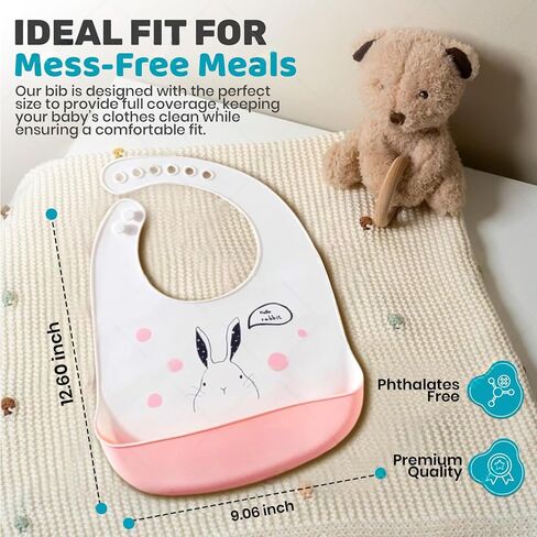 Cute Sweet Rabbit Prints - Silicone Baby Bibs in Saudi Arabia