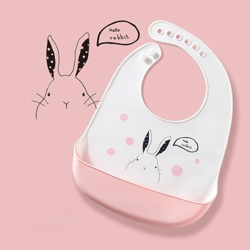 Cute Sweet Rabbit Prints - Silicone Baby Bibs in Saudi Arabia