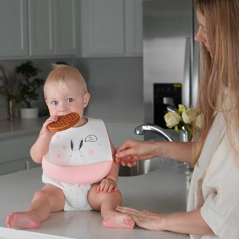 Cute Sweet Rabbit Prints - Silicone Baby Bibs in Saudi Arabia