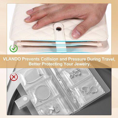 Travel Jewelry Organizer Case Foldable Storage Roll Jewelry Storage Book Ring Binder for Rings, Necklaces, Bracelets, Earrings Perfect for Travel and Daily Use (White) in Saudi Arabia