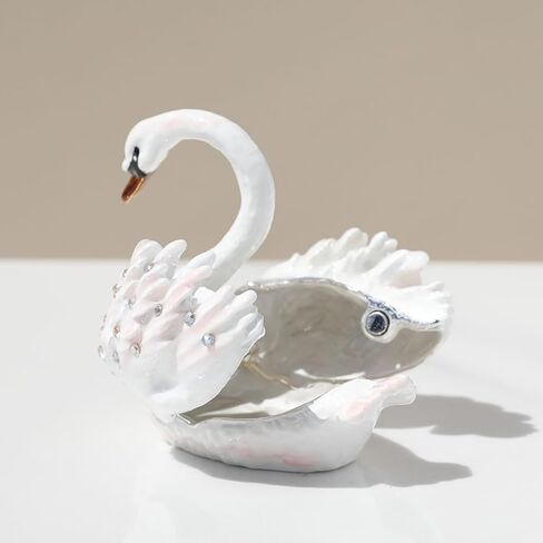 Cabilock Swan Jewelry Storage Organizer - صندوق حلية الأنيقة الزرقاء للسماء الزرقاء للحلقات والقلائد الزخرفية زينة المنزل ومربع هدايا للنساء in Kuwait