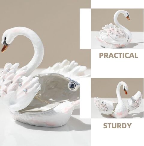Cabilock Swan Jewelry Storage Organizer - صندوق حلية الأنيقة الزرقاء للسماء الزرقاء للحلقات والقلائد الزخرفية زينة المنزل ومربع هدايا للنساء in Kuwait