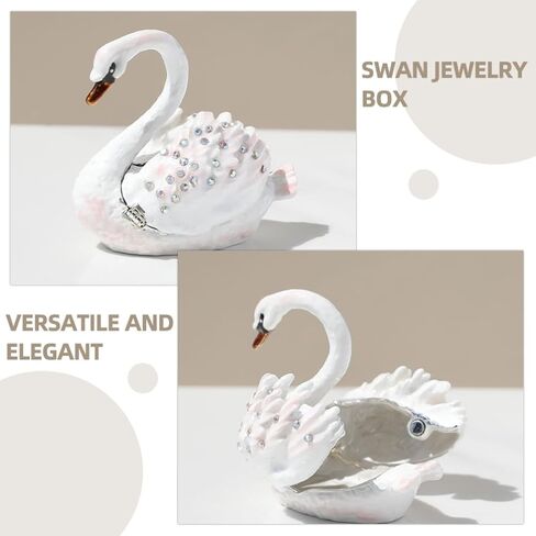 Cabilock Swan Jewelry Storage Organizer - صندوق حلية الأنيقة الزرقاء للسماء الزرقاء للحلقات والقلائد الزخرفية زينة المنزل ومربع هدايا للنساء in Kuwait