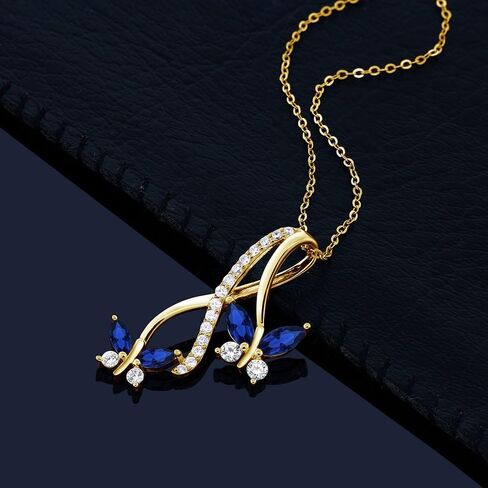 GEM Stone King 18K Marquise Marquise Marquise Marquise Marquise Marquise تم إنشاء قلادة الفراشة الياقوت للنساء (1.21 CTTW ، مع سلسلة 18 بوصة) in Kuwait