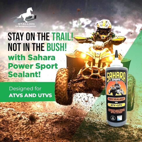 Sahara Power Sport Tire and Tube Sealant Puncture Repair Sealant, Prevent and Repair, Suitable for Non-Highway Tires and Tubes, Non-Toxic, Eco-Friendly, 34oz Bottle in Saudi Arabia