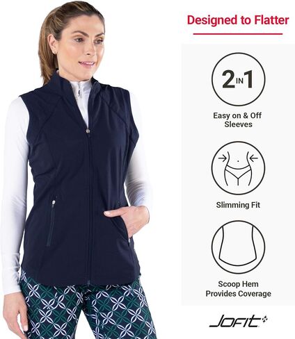 Jofit Apparel Women’s Athletic Clothing Wind Jacket with Removable Sleeves for Golf & Tennis in Saudi Arabia