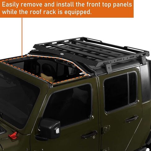 Hooke Road Gladiator JT Roof Rack Off-Road Cargo Management Storage Rooftop Luggage Carrier Cargo Basket for 2020 2021 2022 2023 2024 2025 Jeep Gladiator JT Hardtop Only in Saudi Arabia