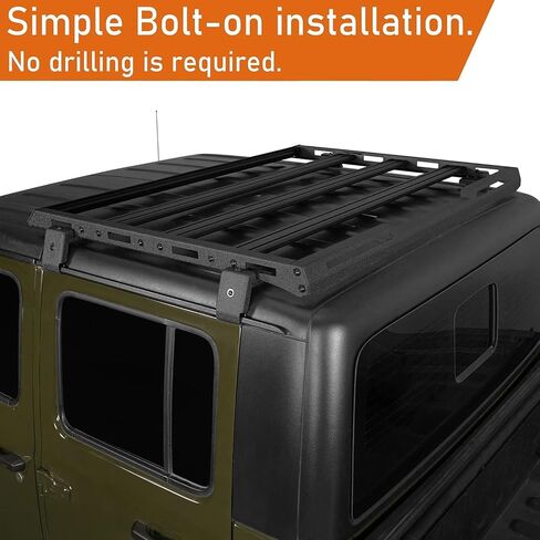 Hooke Road Gladiator JT Roof Rack Off-Road Cargo Management Storage Rooftop Luggage Carrier Cargo Basket for 2020 2021 2022 2023 2024 2025 Jeep Gladiator JT Hardtop Only in Saudi Arabia