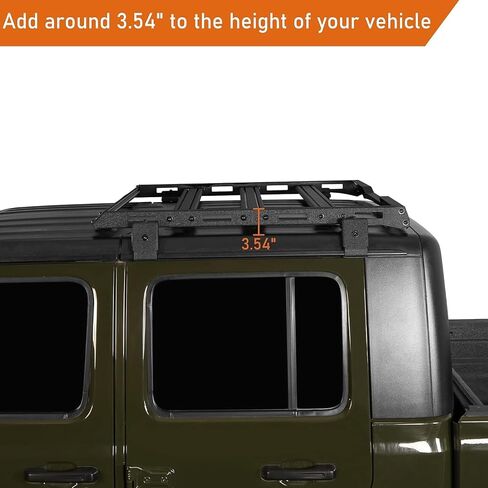Hooke Road Gladiator JT Roof Rack Off-Road Cargo Management Storage Rooftop Luggage Carrier Cargo Basket for 2020 2021 2022 2023 2024 2025 Jeep Gladiator JT Hardtop Only in Saudi Arabia