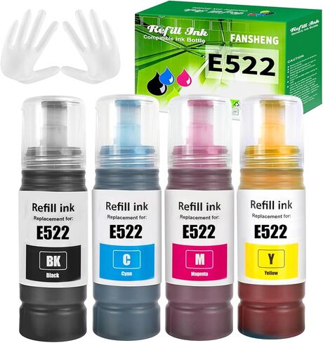 522 استبدال زجاجات إعادة ملء الحبر الأسود لـ EPSON 522 حبر الزجاجات لـ EPSON ECOTANK ET-2800 ET-4800 ET-2400 ET-2803 ET-2720 ET-4810 ET-4700 ET-2840 حبر طابعة الحبر ، 2 زجاجات سوداء in Kuwait