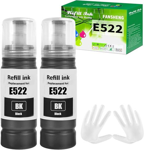 522 استبدال زجاجات إعادة ملء الحبر الأسود لـ EPSON 522 حبر الزجاجات لـ EPSON ECOTANK ET-2800 ET-4800 ET-2400 ET-2803 ET-2720 ET-4810 ET-4700 ET-2840 حبر طابعة الحبر ، 2 زجاجات سوداء in Kuwait